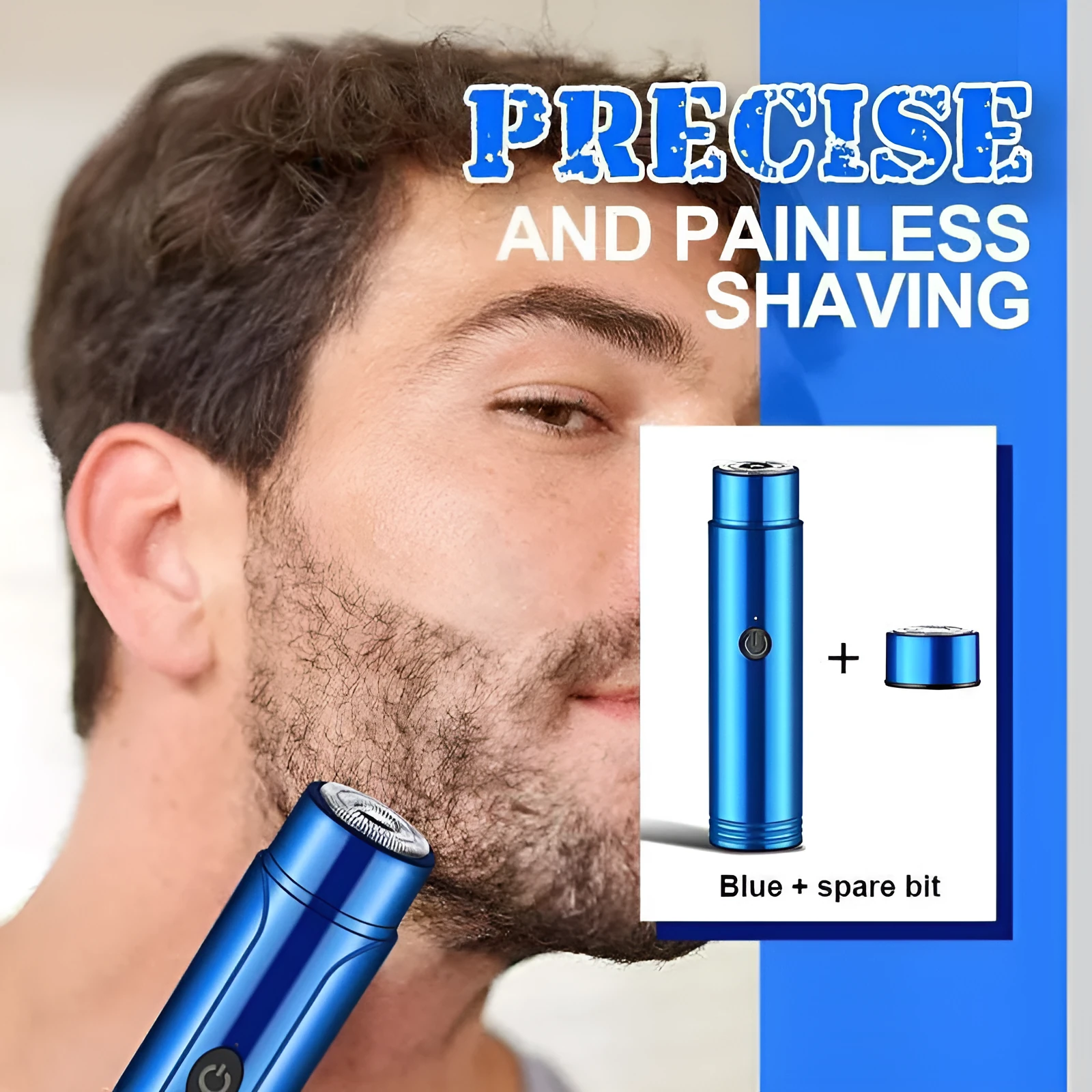 Mini portable electric shaver with rotary 1-blade head, black, 106mm length