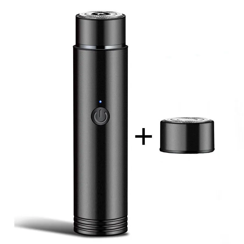 Mini portable electric shaver with rotary 1-blade head, black, 106mm length
