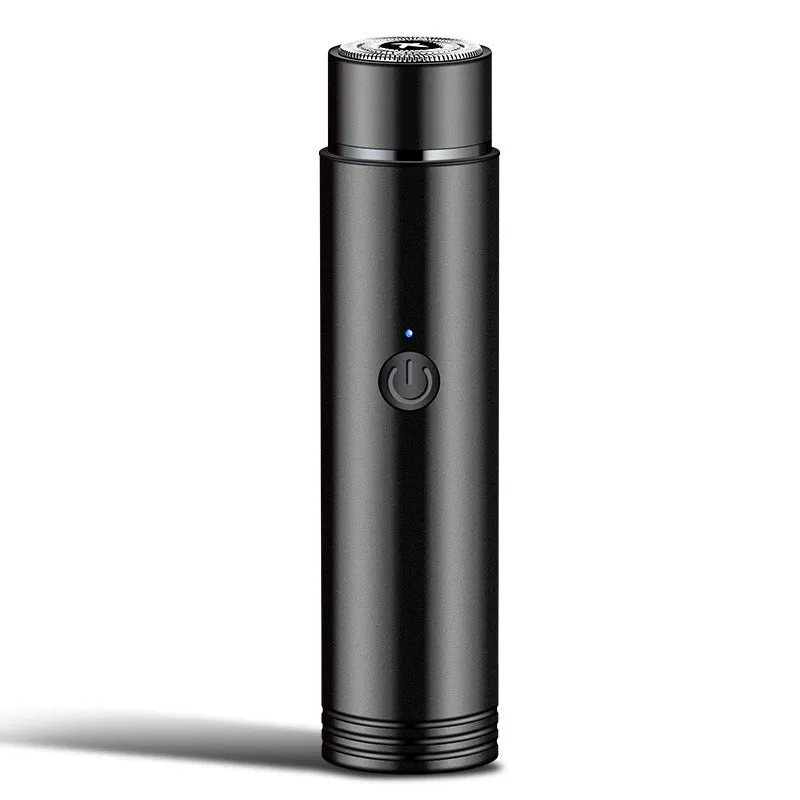 Mini portable electric shaver with rotary 1-blade head, black, 106mm length