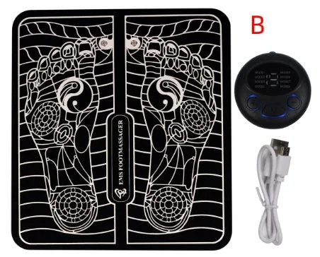 USB rechargeable foot massage cushion with four massage contacts for legs and feet, 30x15x2.8cm