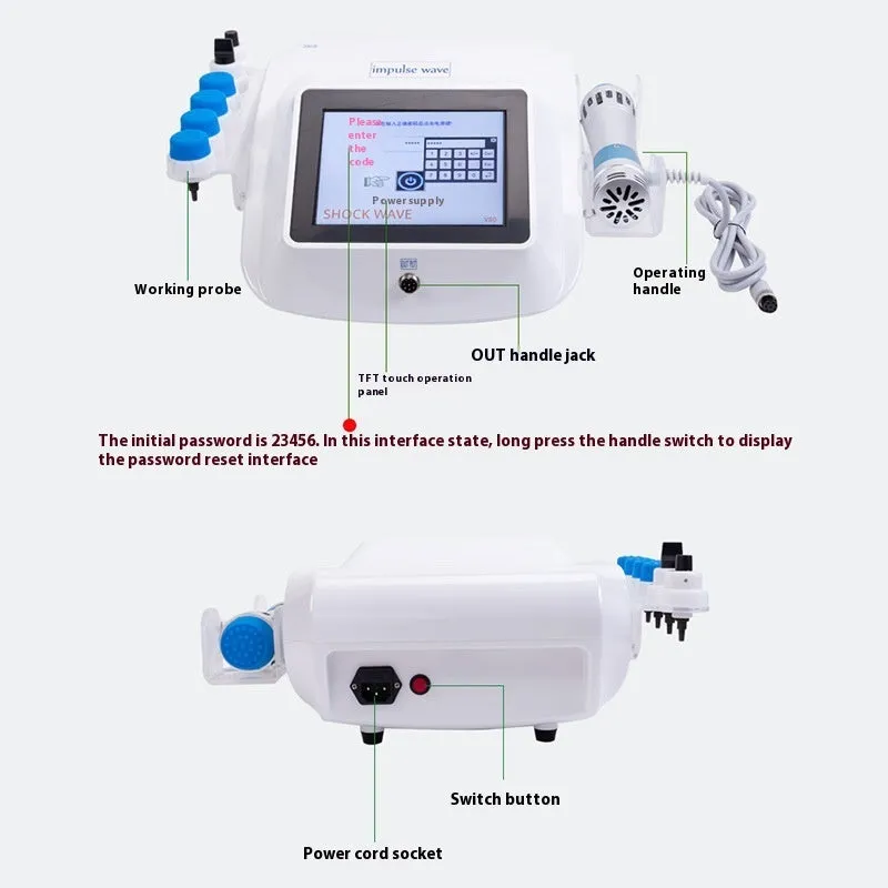 Electromagnetic extracorporeal shock wave physiotherapy instrument with handheld remote control