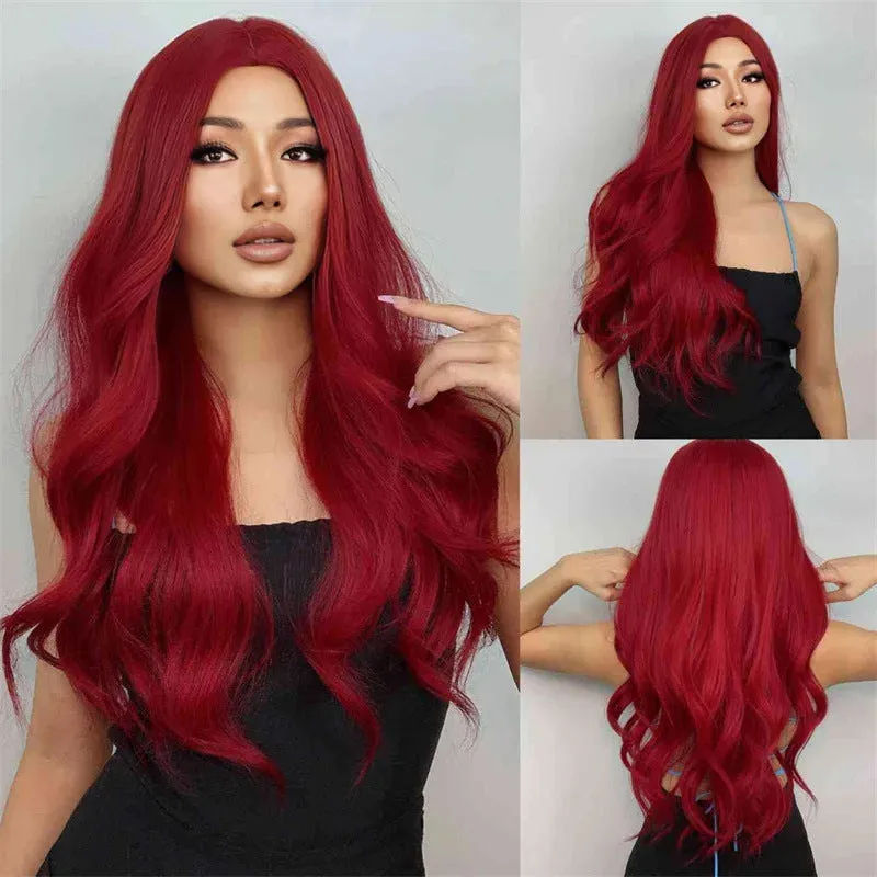 Women's big wave long curly highlight wig in medium curly piano colour on a mannequin head