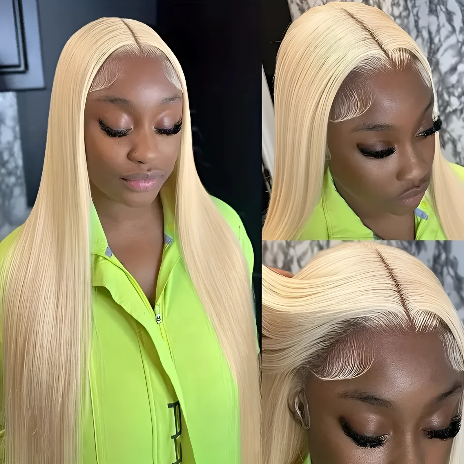 Women's front lace wig in high temperature fibre, black colour, 16 inch length
