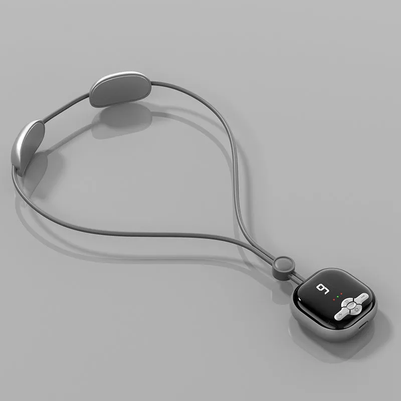 Mini Neck Massager with hot compress and EMS, rechargeable USB, in red and grey colour options