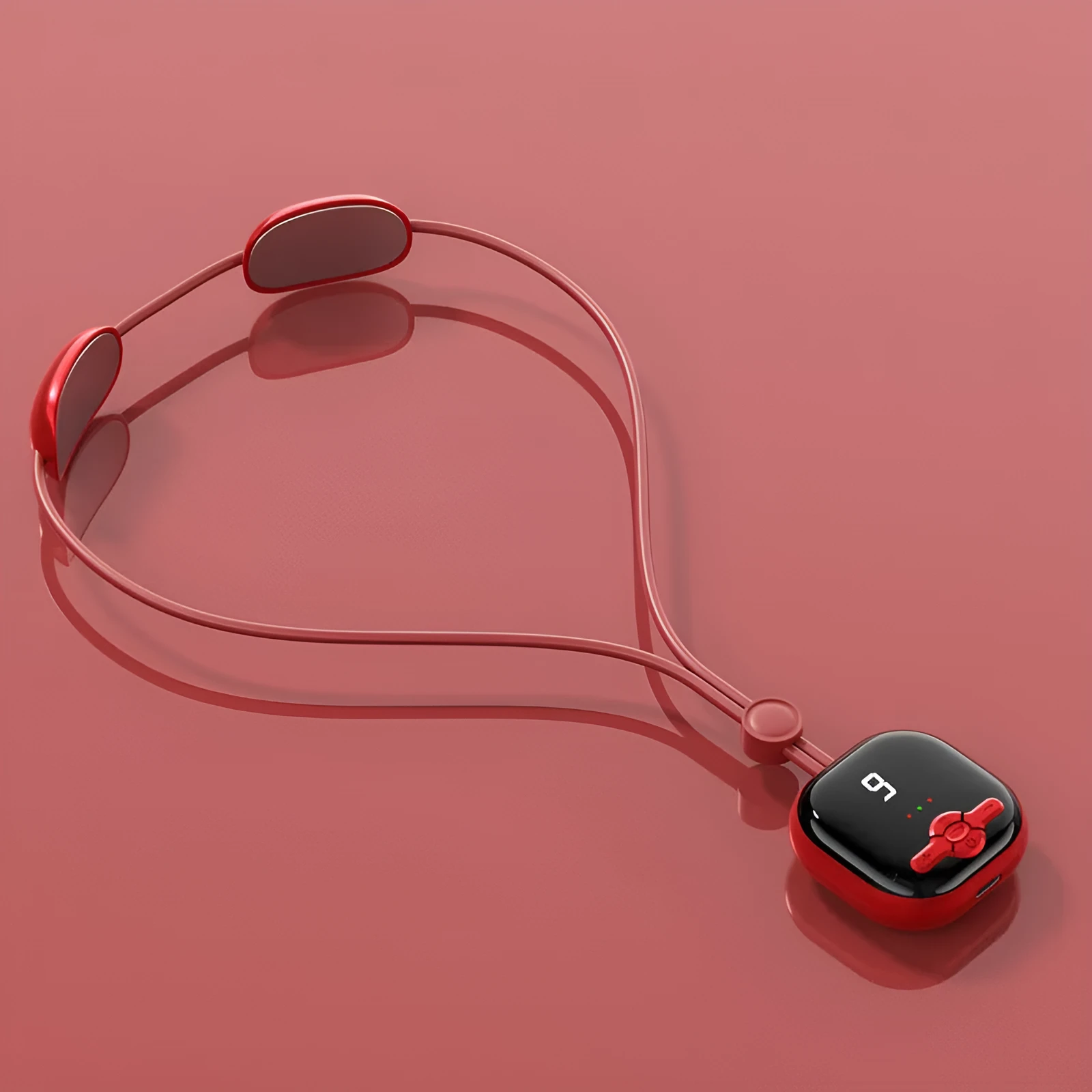 Mini Neck Massager with hot compress and EMS, rechargeable USB, in red and grey colour options