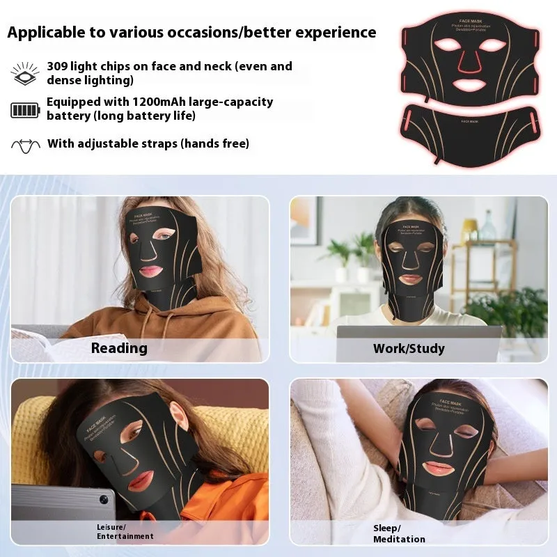 Black and gold household facial mask beauty instrument with headband and touch screen controls