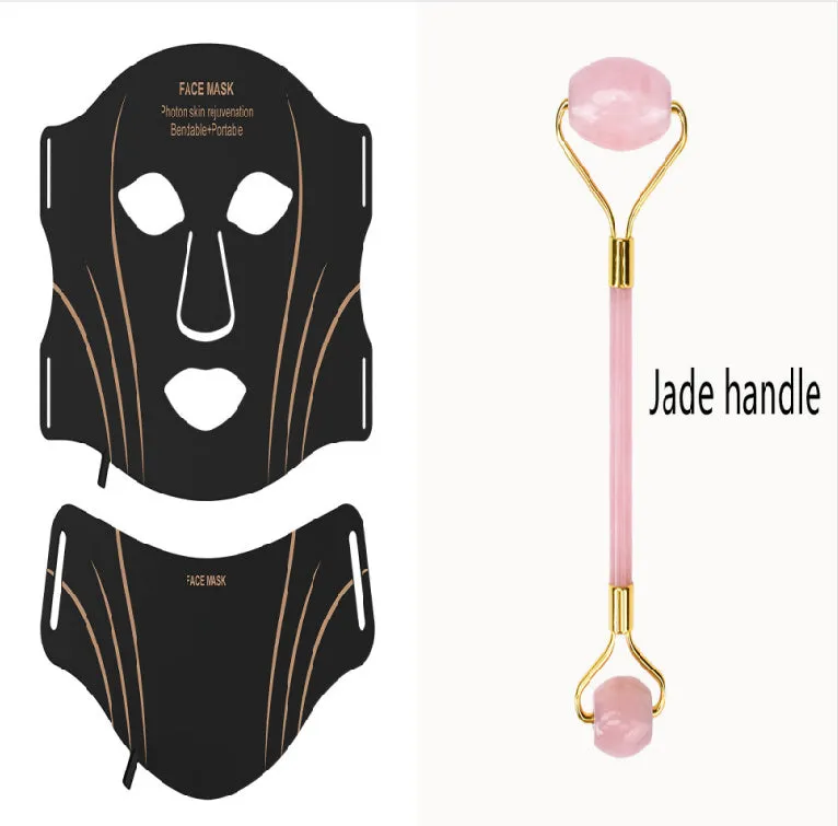 Black and gold household facial mask beauty instrument with headband and touch screen controls