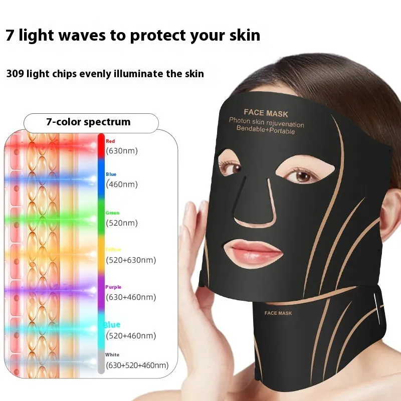 Black and gold household facial mask beauty instrument with headband and touch screen controls