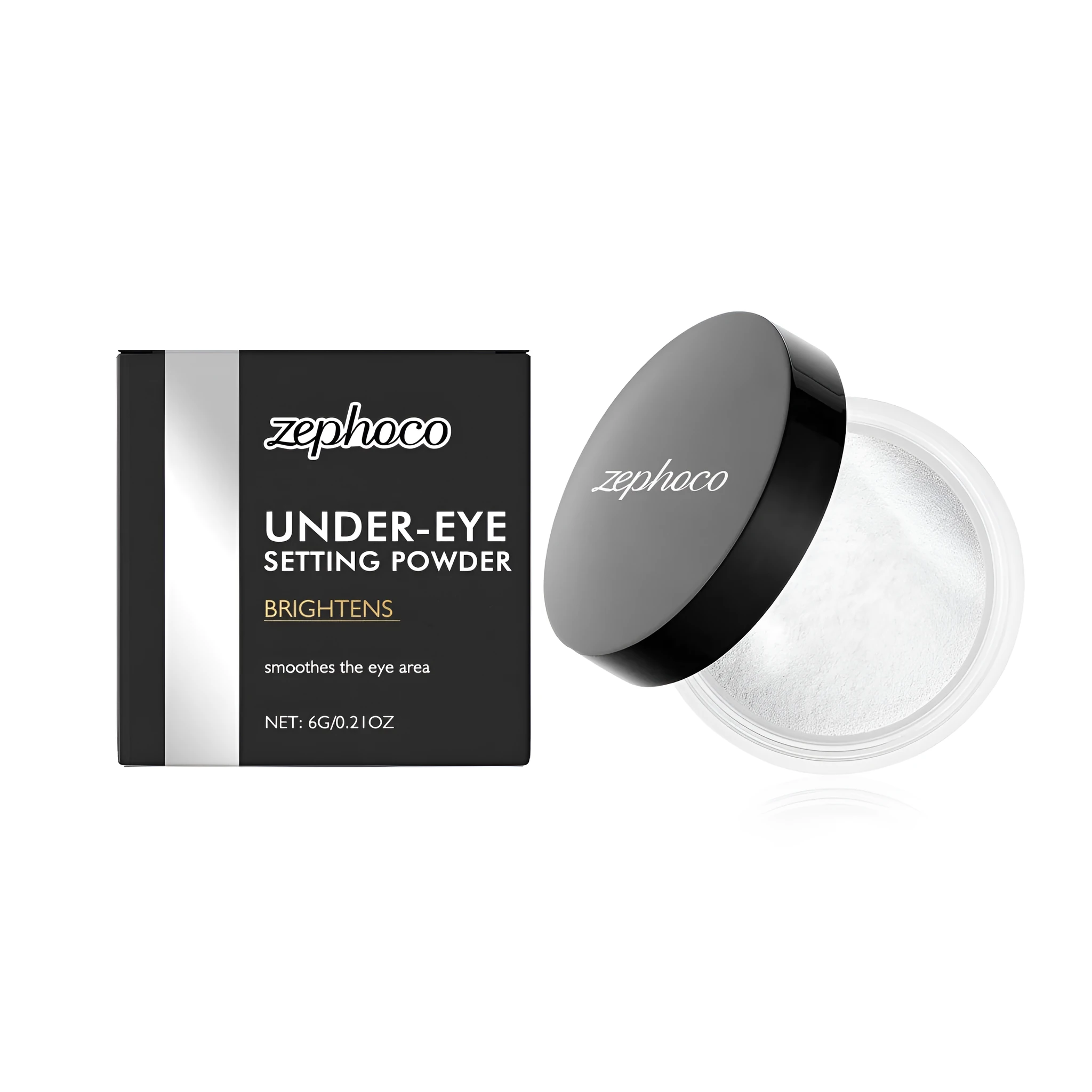 Under-eye setting powder in 6g container with hyaluronic acid formula