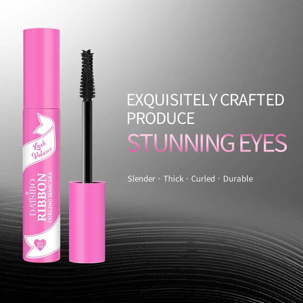 Pink tube of long thick curling mascara with not smudge formula 10ml
