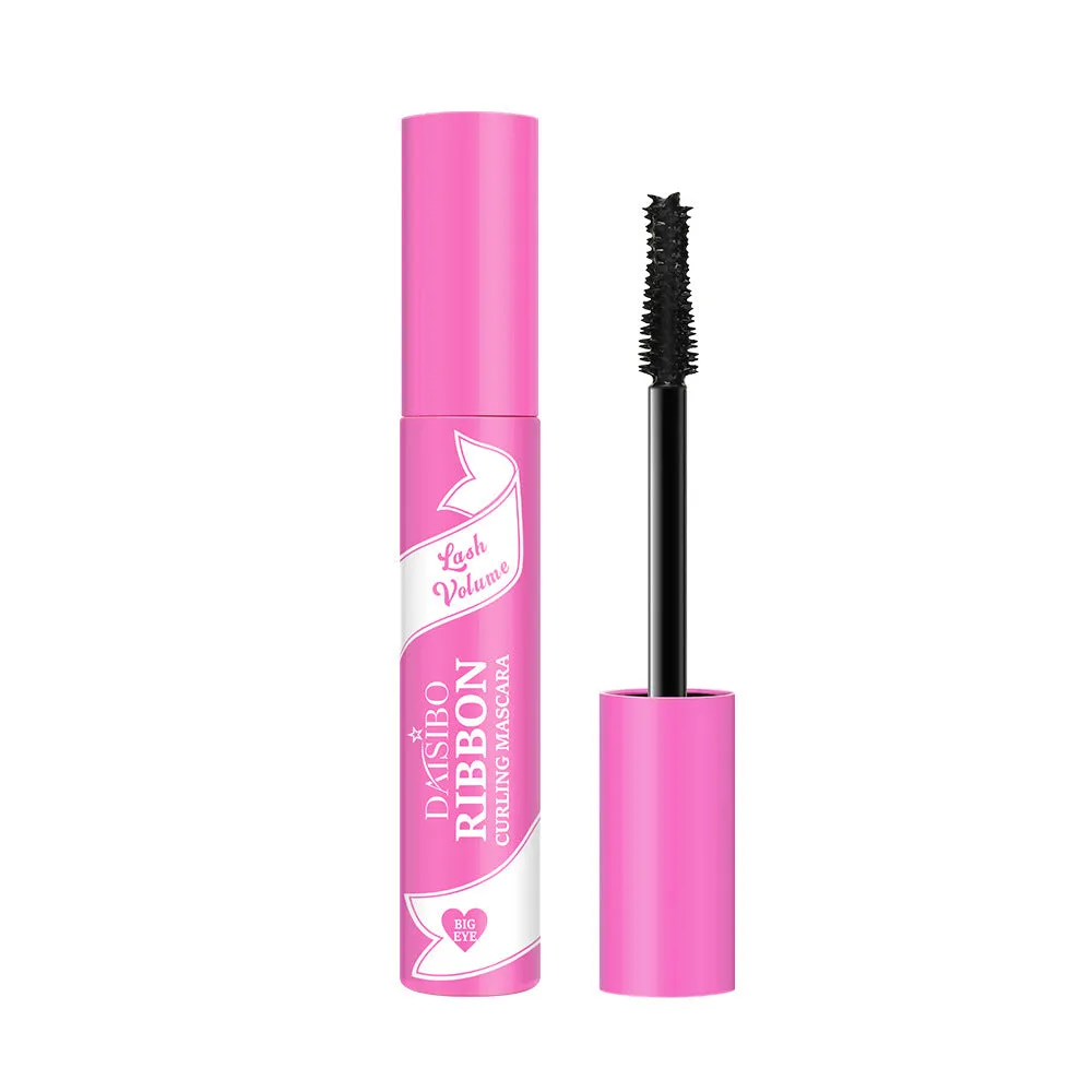 Pink tube of long thick curling mascara with not smudge formula 10ml