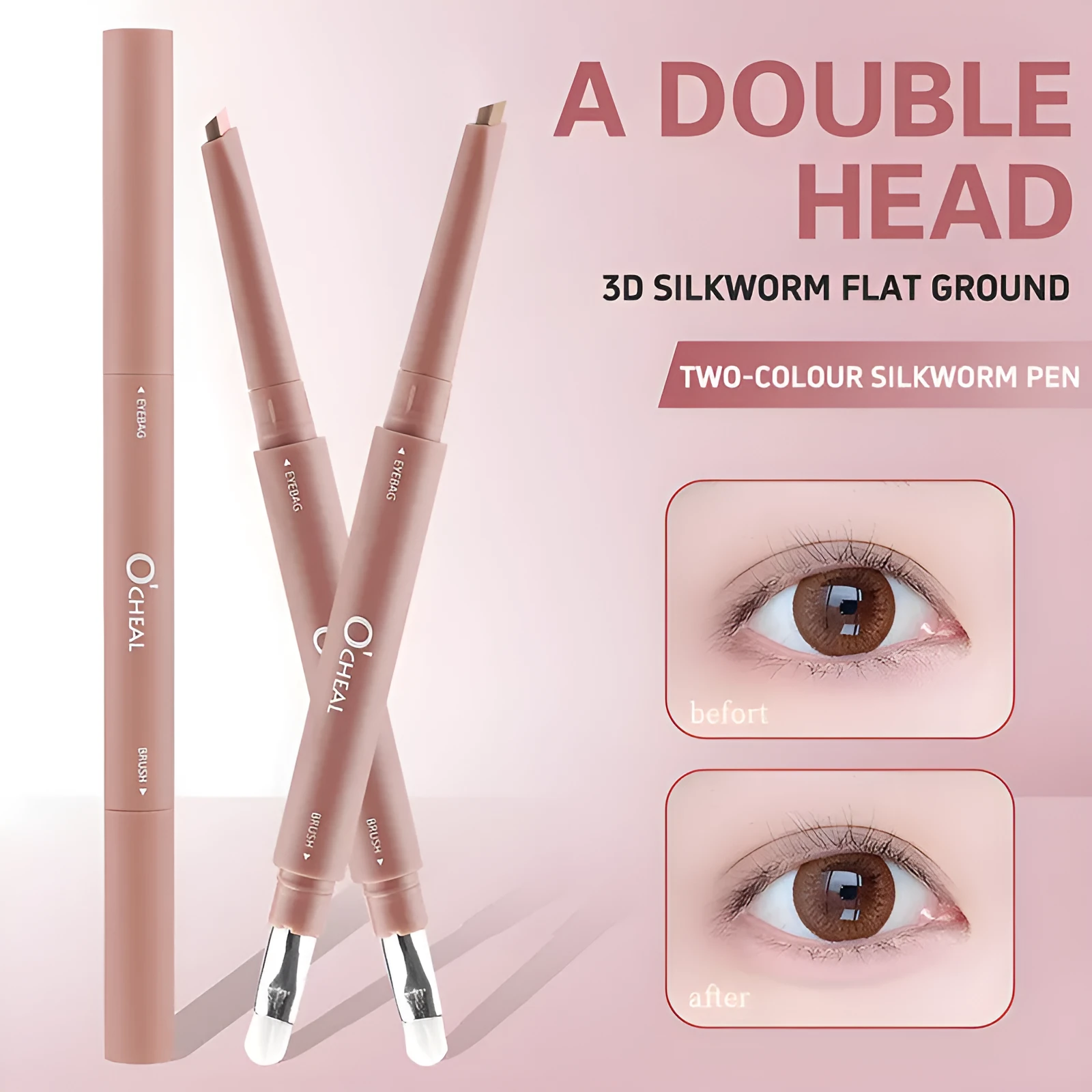 Double Fight eye shadow pen with dual-ended highlight and shadow in black casing on white background