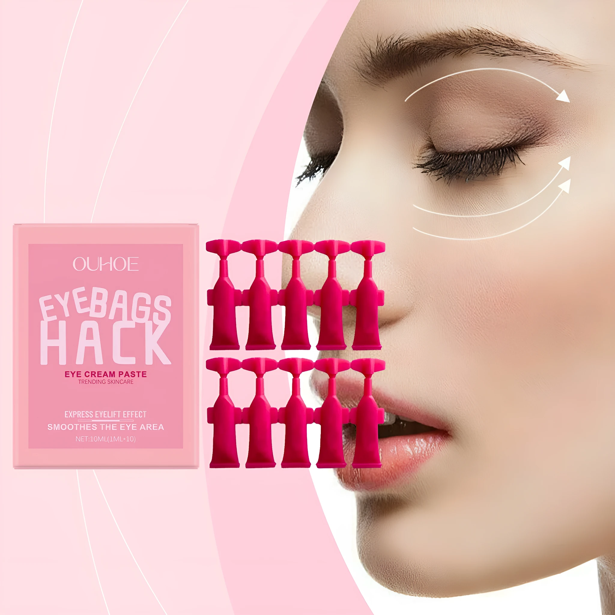 Moisturising eye and neck cream 10ml in ten single-use 1ml sachets with hyaluronic acid