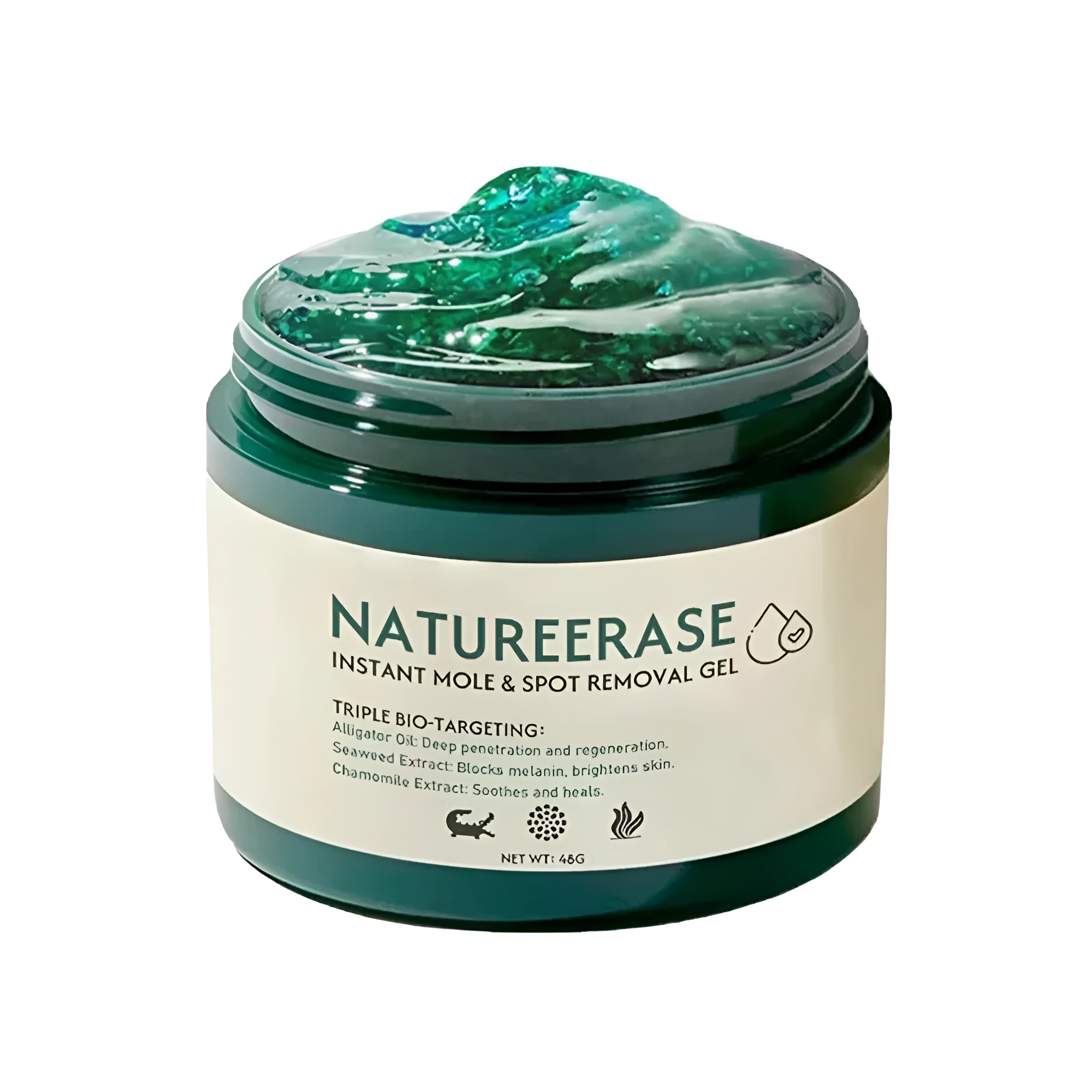 Natureerase Instant Mole Spot Removal Gel 45g tube on white background