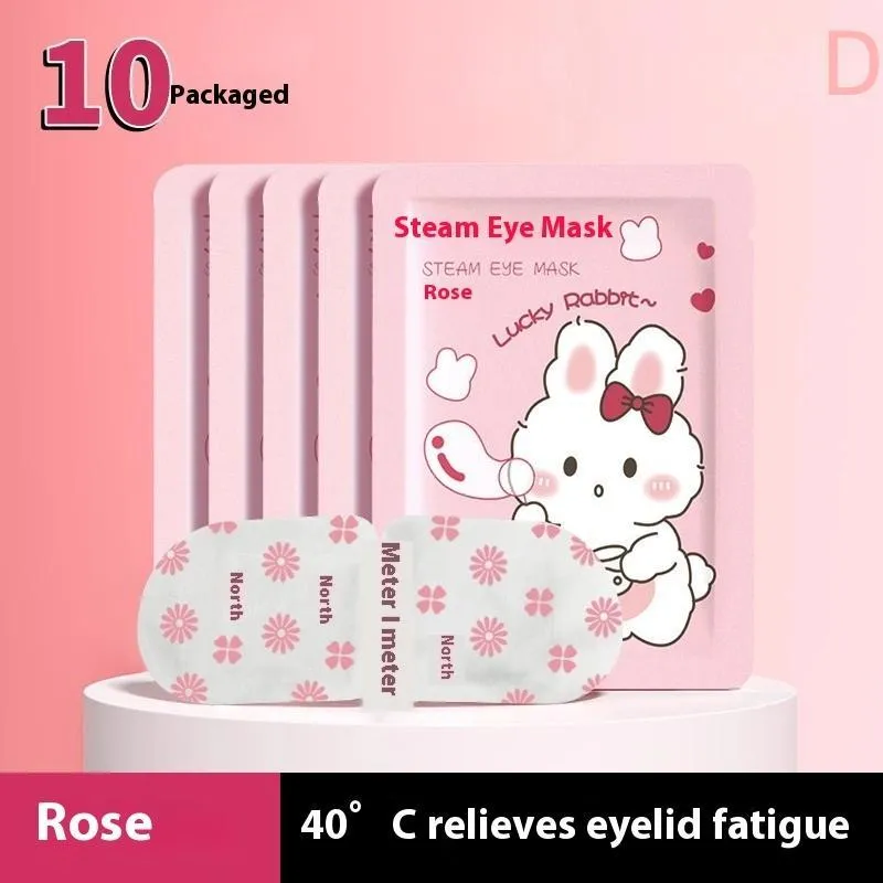 Cartoon steam eyeshade with rabbit and bear design, hot compress cotton eye mask for eye fatigue relief