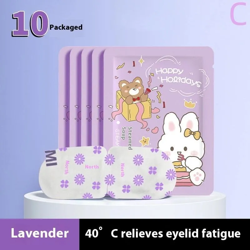 Cartoon steam eyeshade with rabbit and bear design, hot compress cotton eye mask for eye fatigue relief