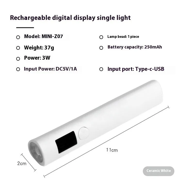 Hot Lamp handheld in-line LED nail lamp digital display rechargeable white pink colour