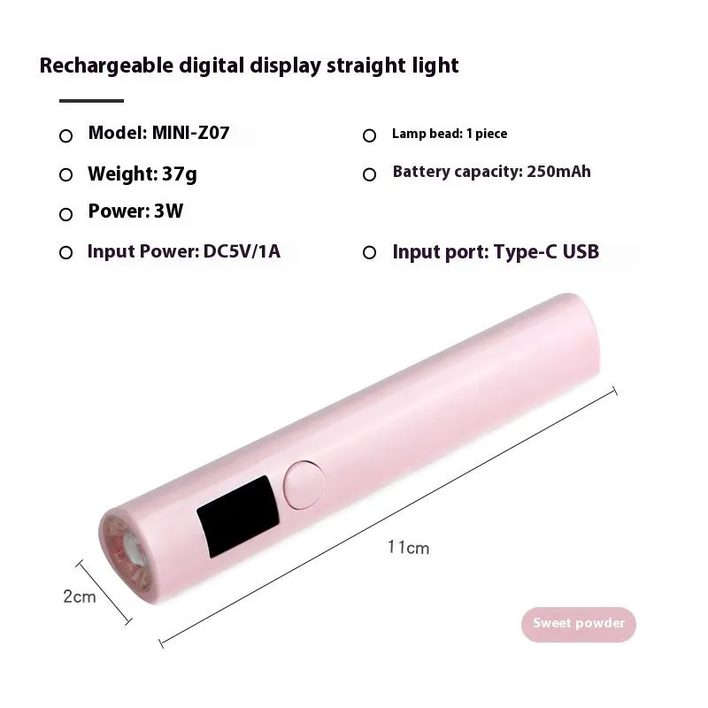 Hot Lamp handheld in-line LED nail lamp digital display rechargeable white pink colour