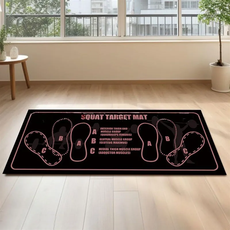 Simple solid colour Pilates squat mat with footprints, 35x80cm, polyester fibre, modern simplicity style