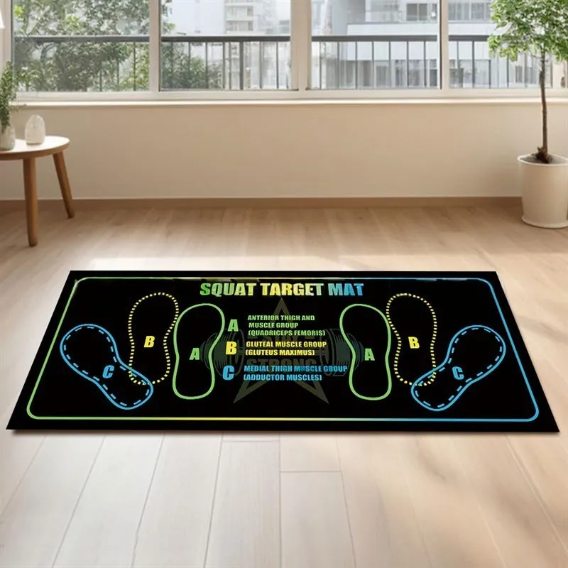 Simple solid colour Pilates squat mat with footprints, 35x80cm, polyester fibre, modern simplicity style