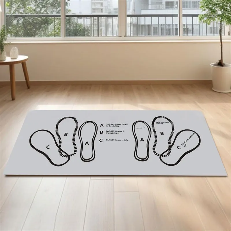 Simple solid colour Pilates squat mat with footprints, 35x80cm, polyester fibre, modern simplicity style
