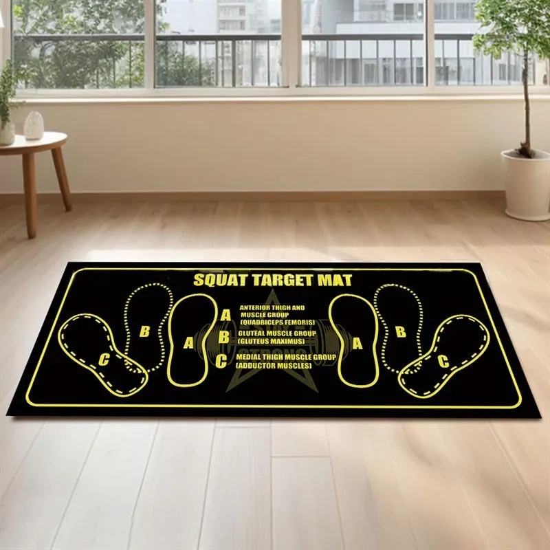 Simple solid colour Pilates squat mat with footprints, 35x80cm, polyester fibre, modern simplicity style