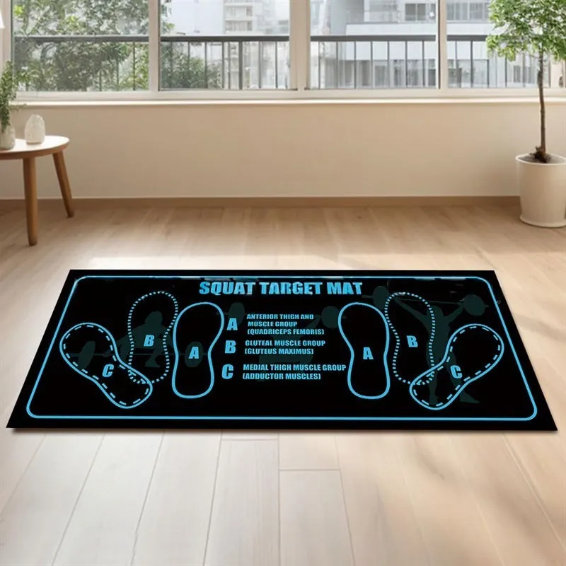 Simple solid colour Pilates squat mat with footprints, 35x80cm, polyester fibre, modern simplicity style