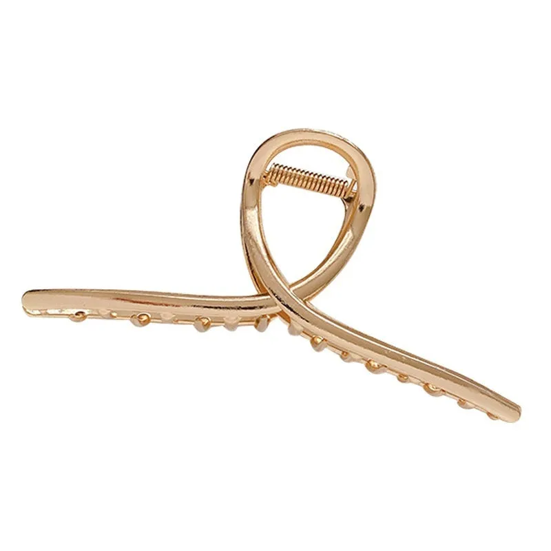 Large alloy hairpin with metal back in premium gray colour, 13.5cm