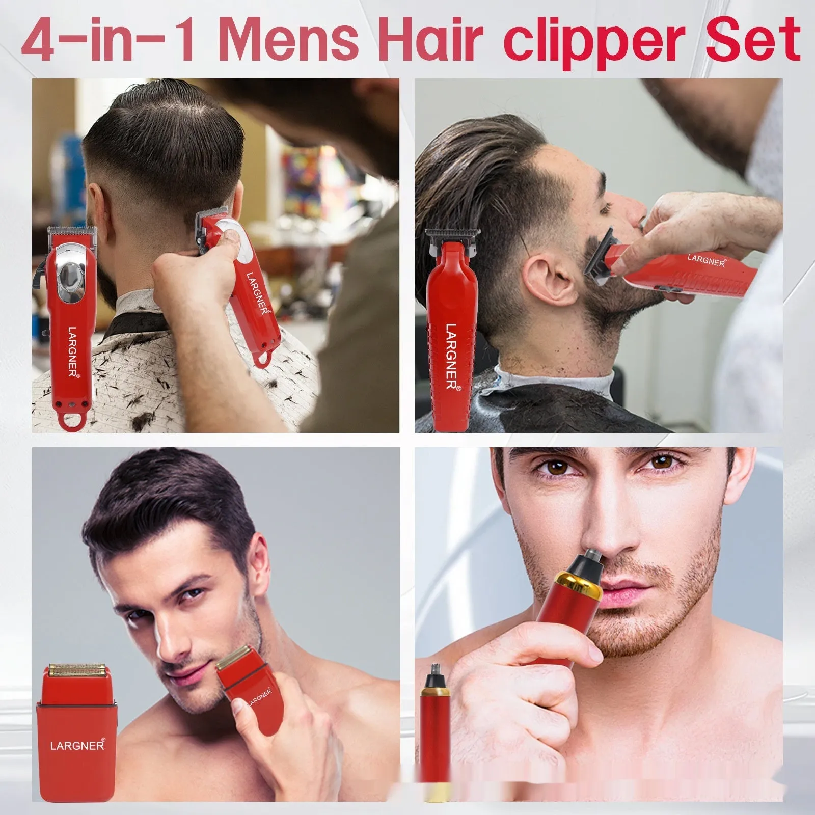 Black rechargeable five-in-one electric shaver with LED display and floating cutter head for quiet grooming