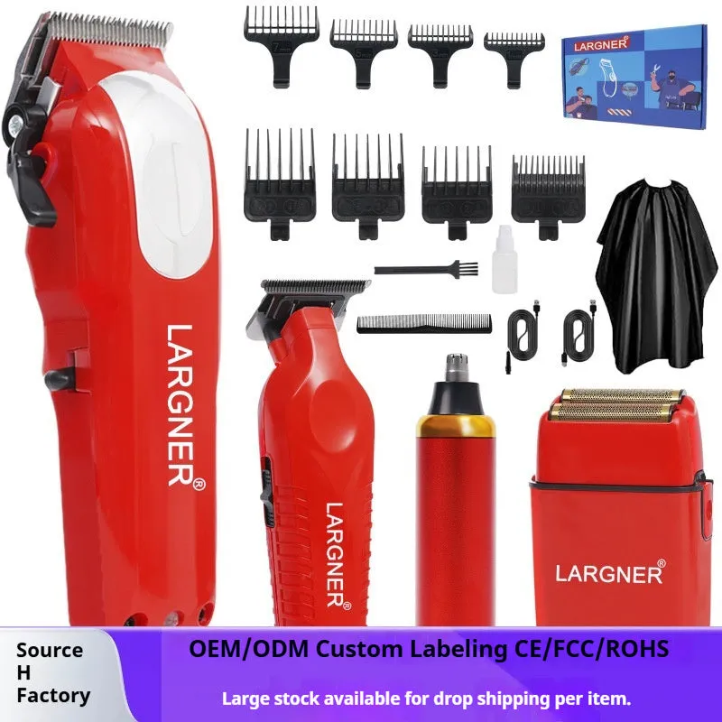 Black rechargeable five-in-one electric shaver with LED display and floating cutter head for quiet grooming