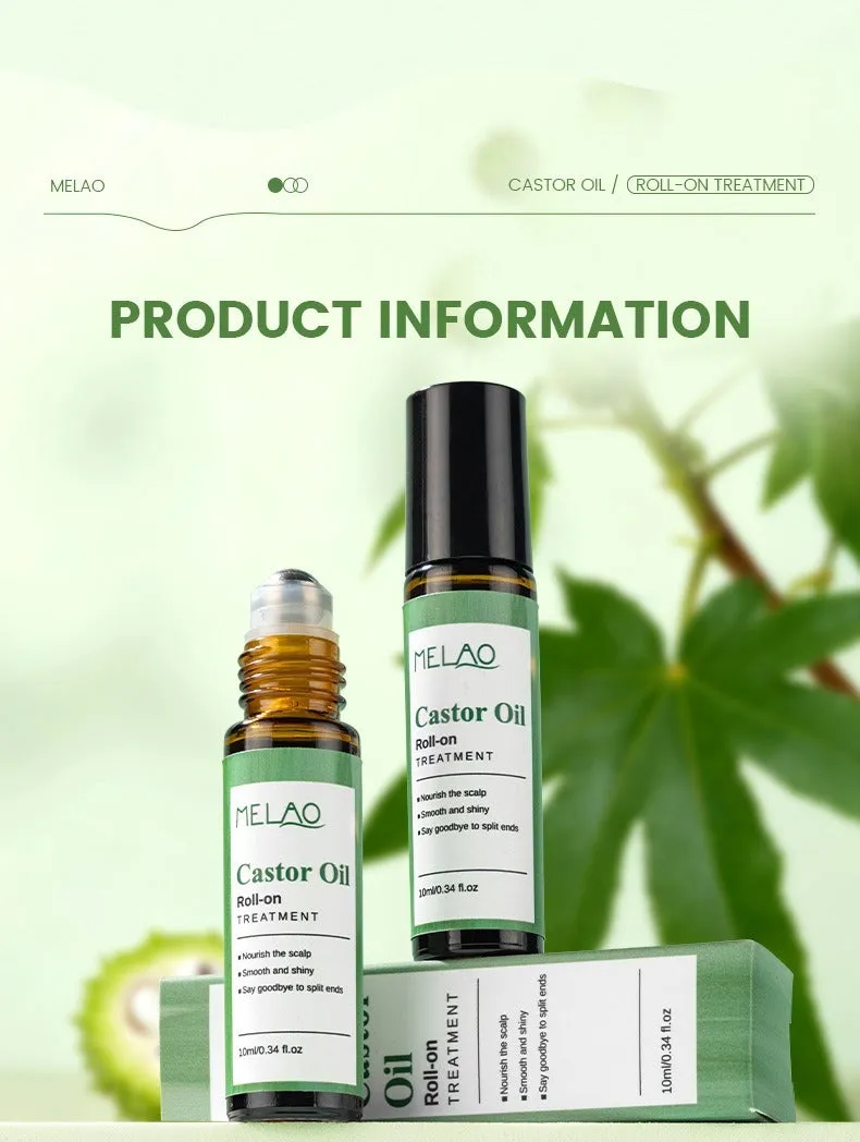Castor oil roll-on 10ml portable hair growth and regeneration serum for scalp nourishment