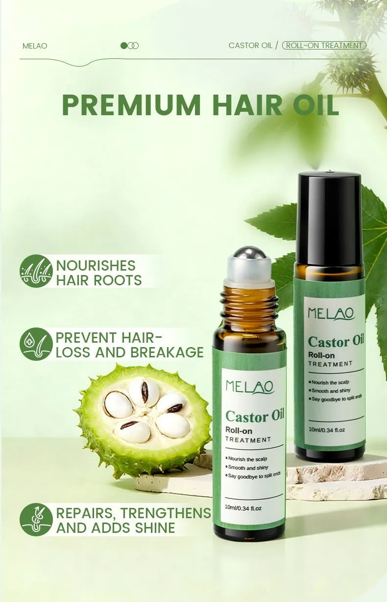 Castor oil roll-on 10ml portable hair growth and regeneration serum for scalp nourishment