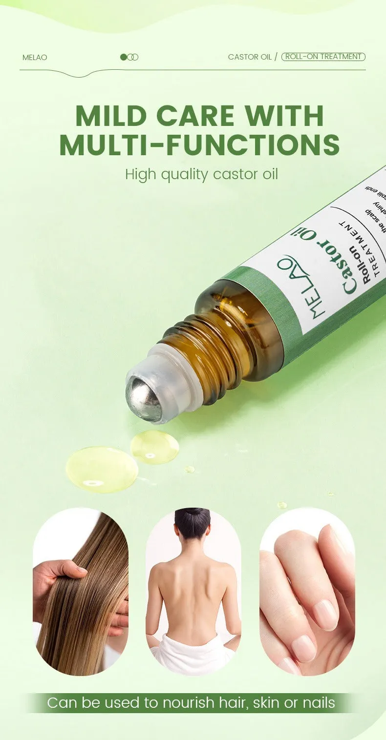 Castor oil roll-on 10ml portable hair growth and regeneration serum for scalp nourishment