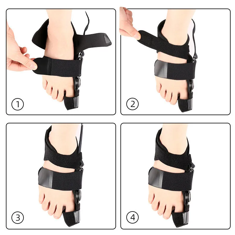 Black big toe foot protector orthopaedic brace for hallux valgus correction with Velcro strap