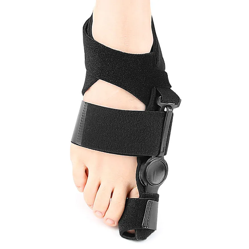 Black big toe foot protector orthopaedic brace for hallux valgus correction with Velcro strap