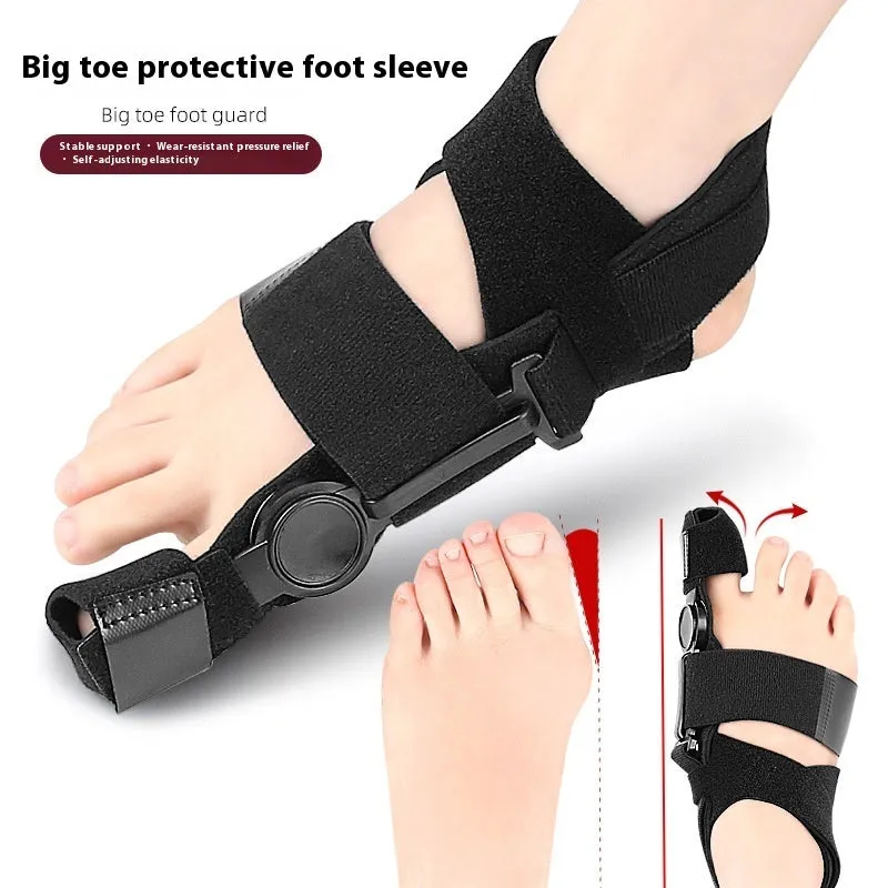Black big toe foot protector orthopaedic brace for hallux valgus correction with Velcro strap
