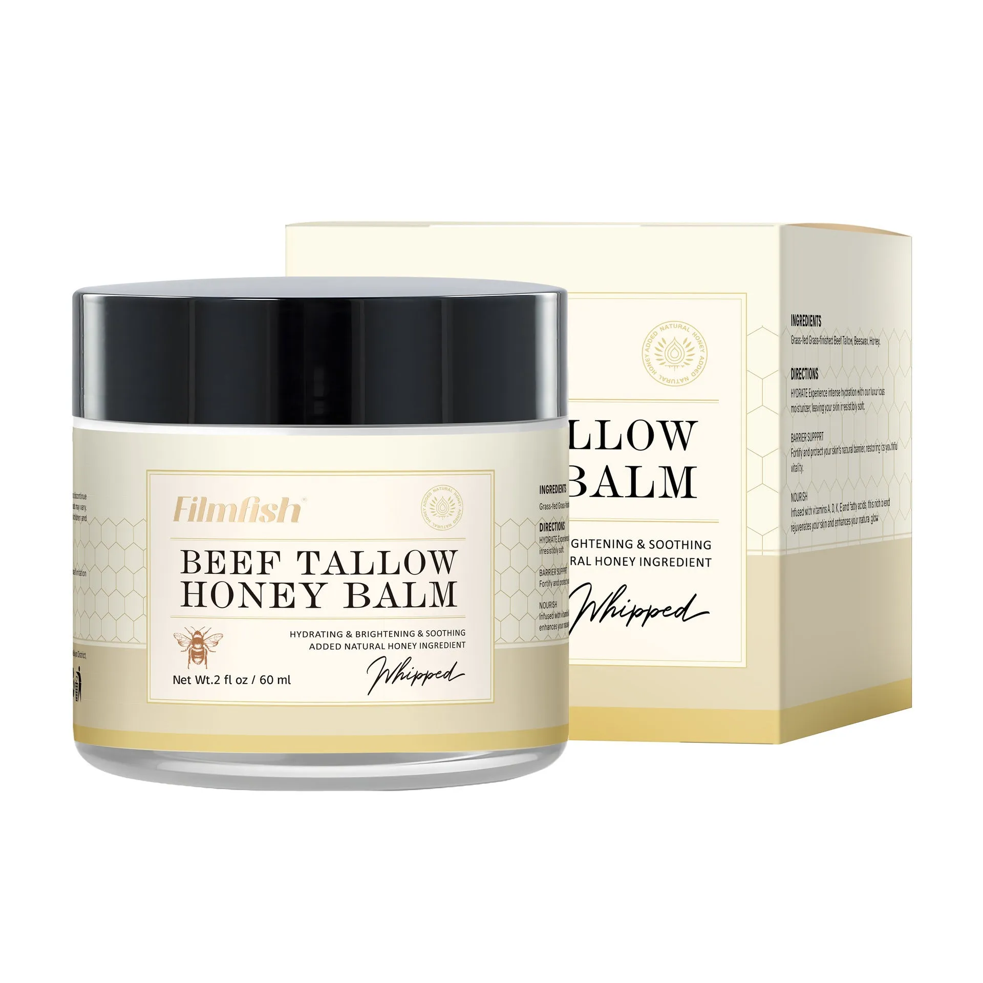 Honey moisturiser body cream with 60ml net content in standard packaging