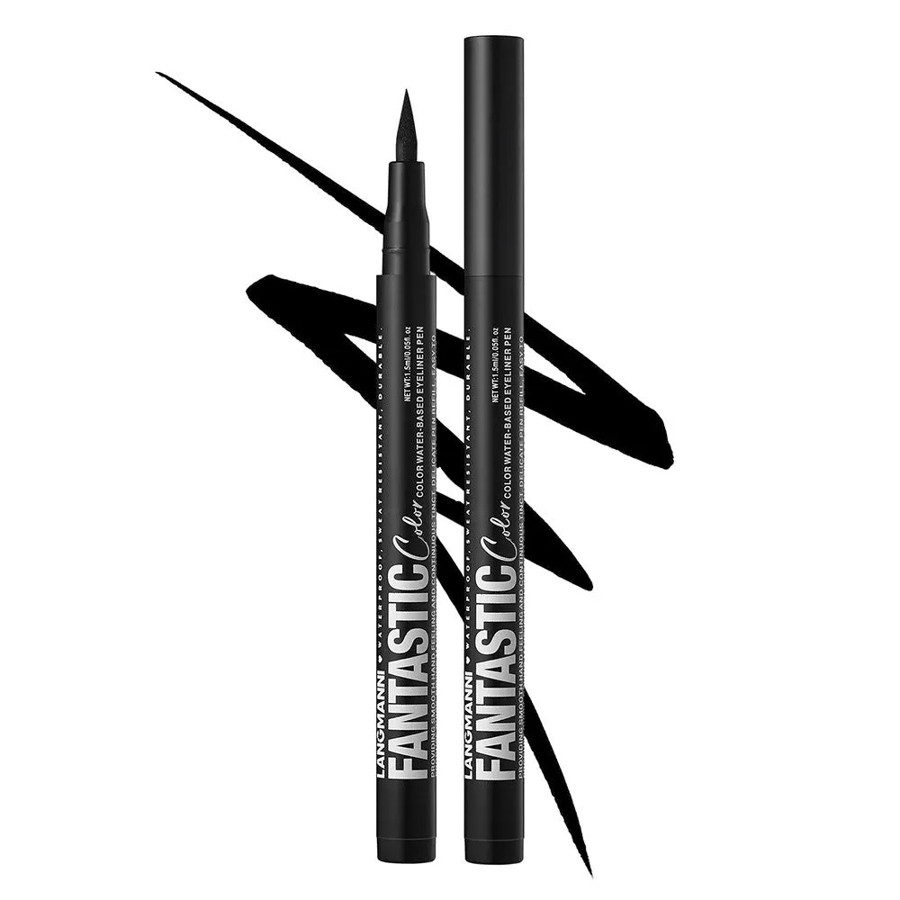 Matte anti-smudge liquid eyeliner in twelve colours including white, gold, purple, brown, blue, and iron grey
