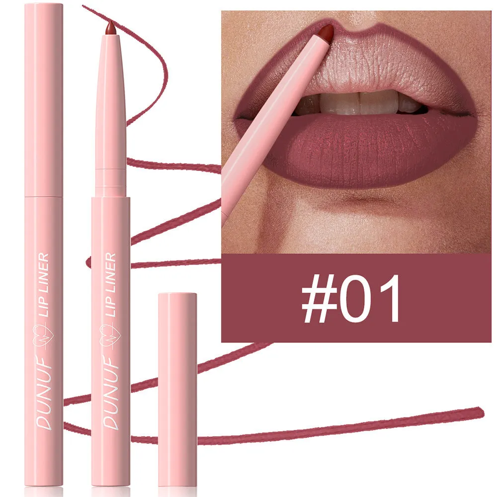 Velvet matte lip liner pencil in a set of 12 different colour shades