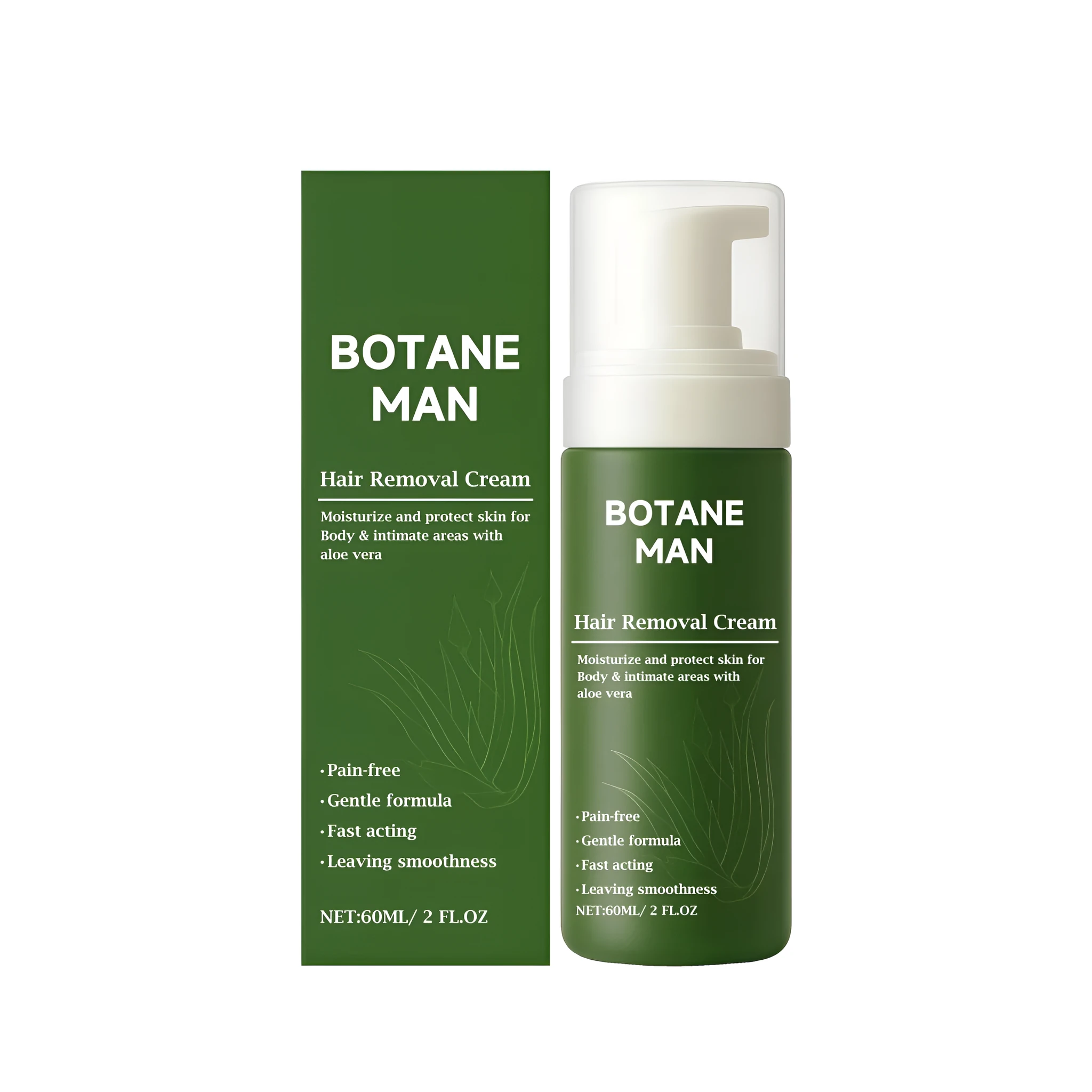 60ml tube of hair removal cream with aloe and chamomile extracts for gentle depilation