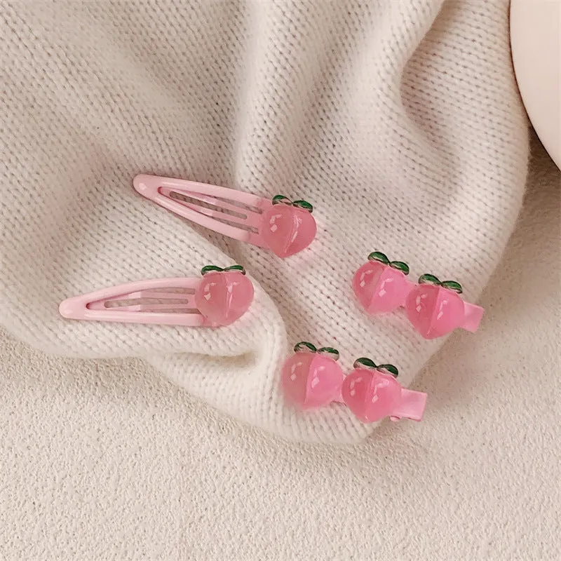 Peach transparent pink plastic hair clip duckbill and BB clip styles for girls