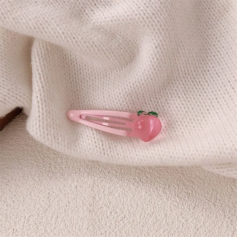 Peach transparent pink plastic hair clip duckbill and BB clip styles for girls