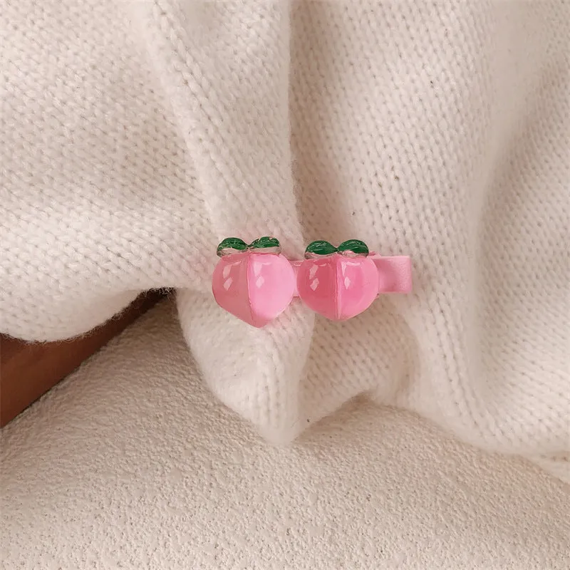 Peach transparent pink plastic hair clip duckbill and BB clip styles for girls