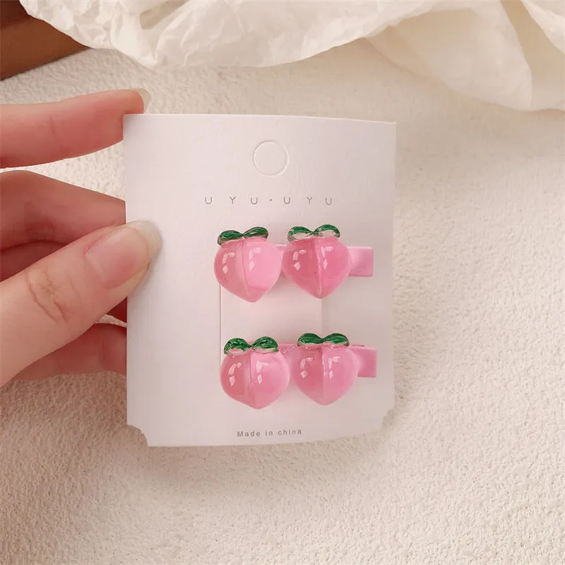 Peach transparent pink plastic hair clip duckbill and BB clip styles for girls