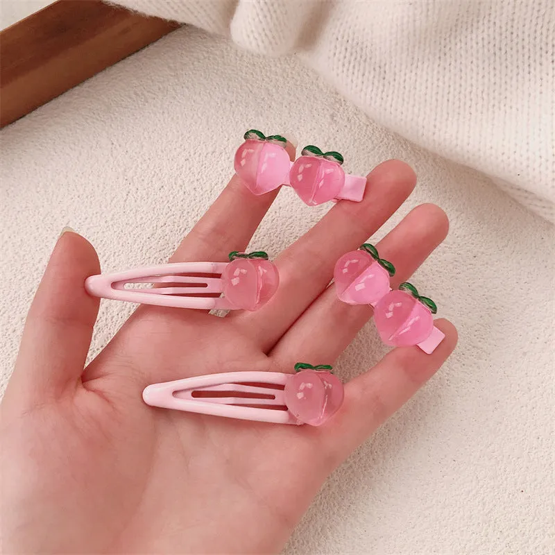 Peach transparent pink plastic hair clip duckbill and BB clip styles for girls