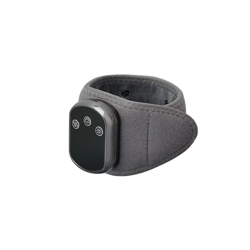 Grey cloth-covered rechargeable hand massager with timer for wrist ankle knee neck physiotherapy
