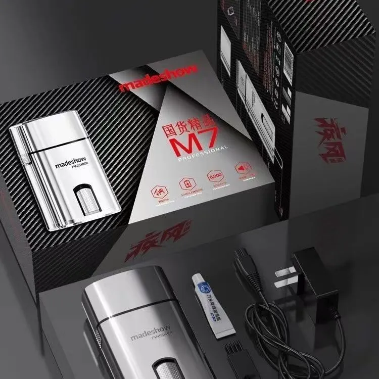 Silver 36W USB rechargeable electric shaver with stainless steel cutter head on white background