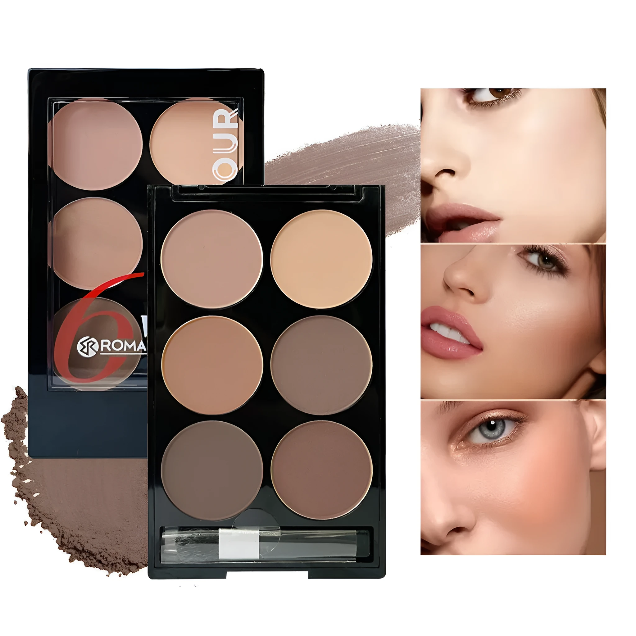 Matte brightening base contour compact 16.8g with eye shadow plate in F583 colour box for women