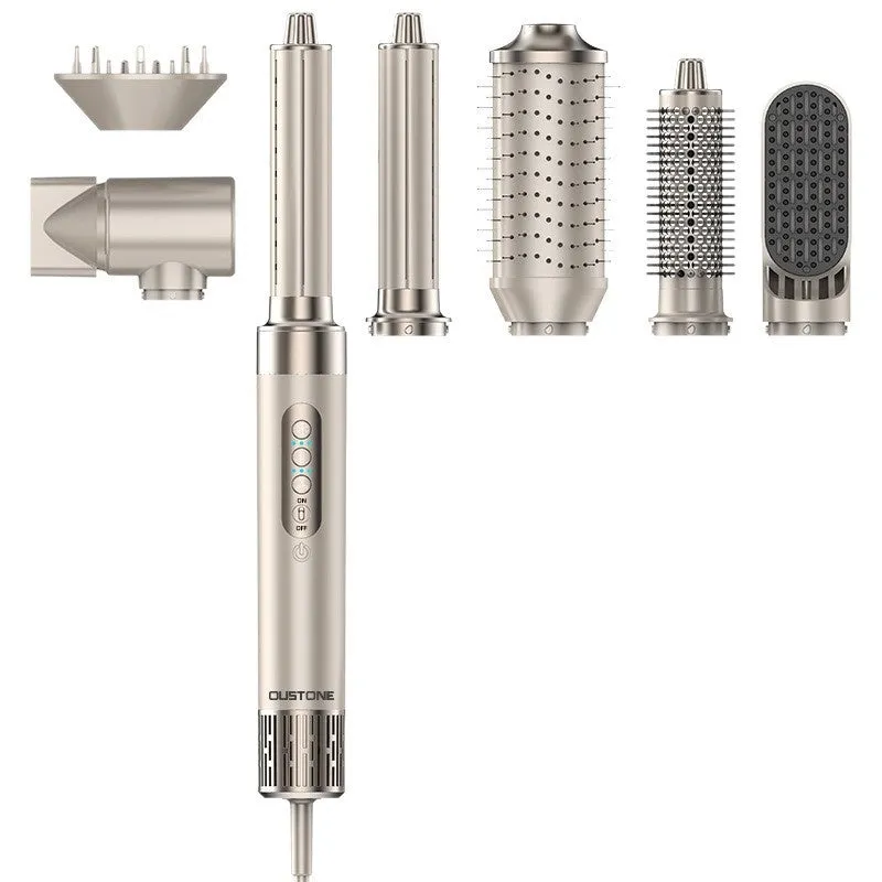 8-in-1 hair curler styling kit with brushless motor and attachments in champagne gold finish