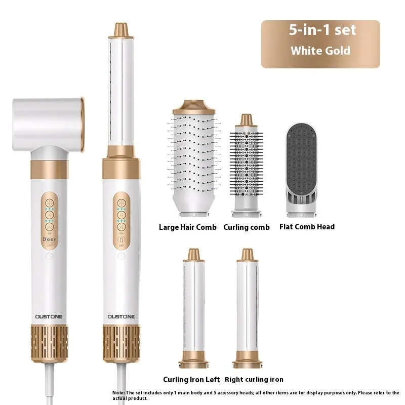 8-in-1 hair curler styling kit with brushless motor and attachments in champagne gold finish